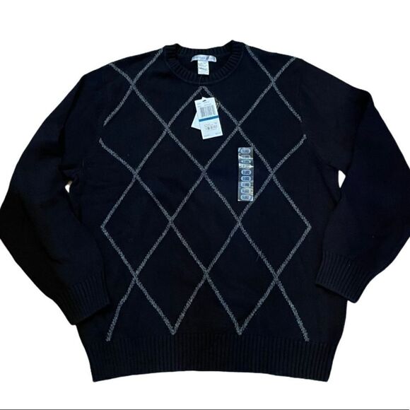 New with tags Geoffrey Beene Argyle Sweater, 100% cotton, XL - Picture 1 of 1